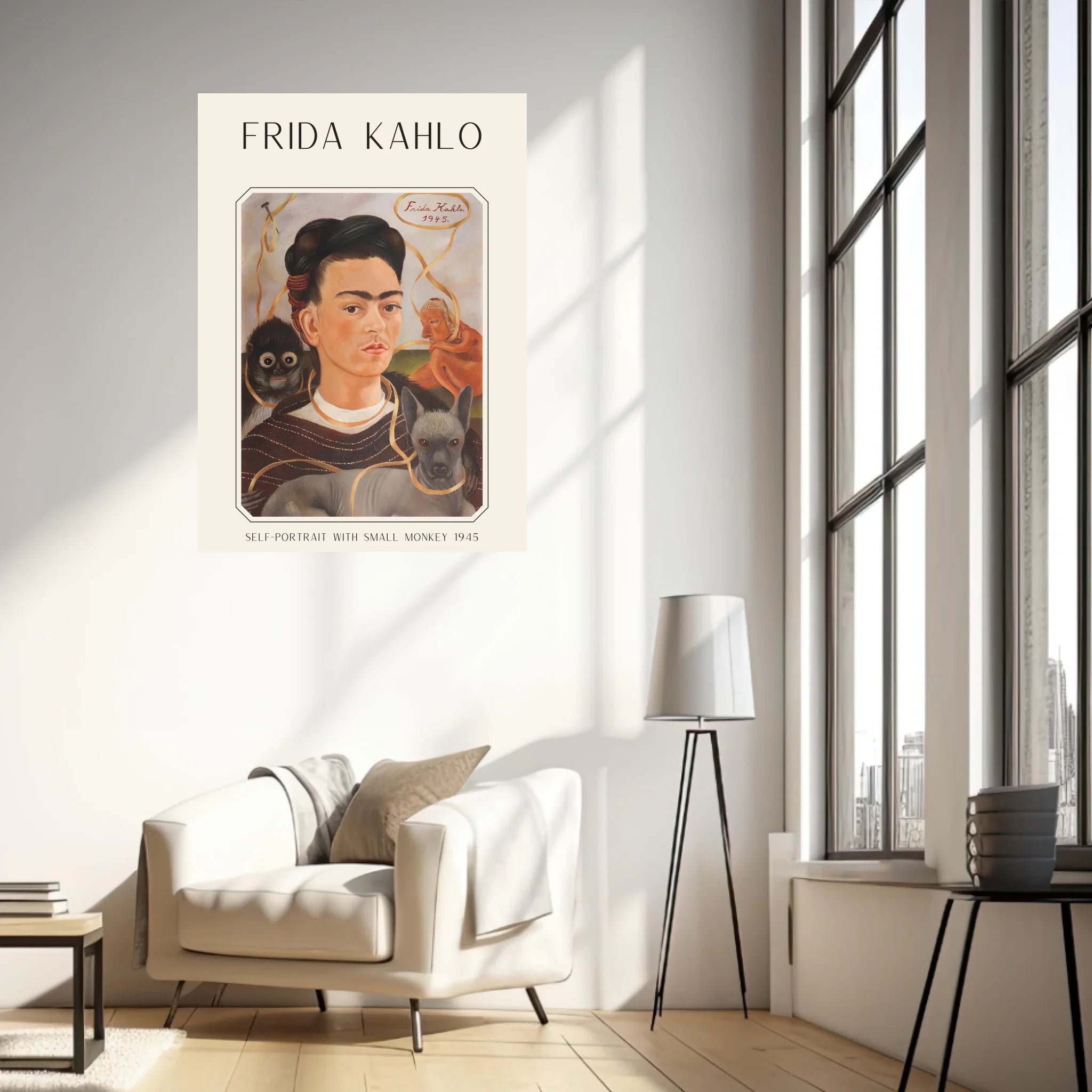 Affiche Frida Kahlo – Self Portrait With Small Monkey 1945