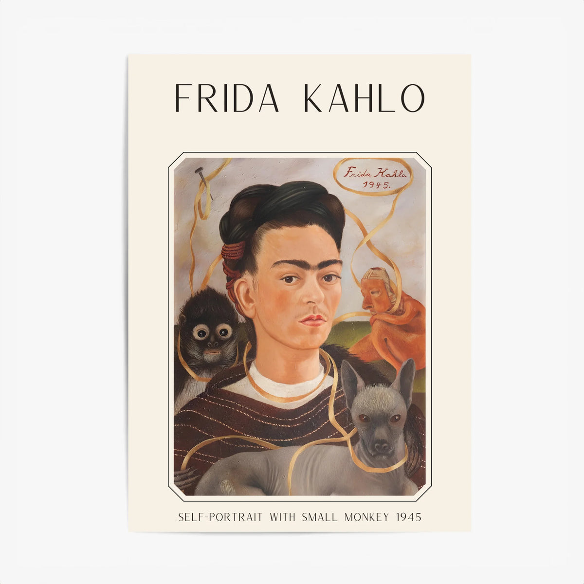 Affiche Frida Kahlo – Self Portrait With Small Monkey 1945