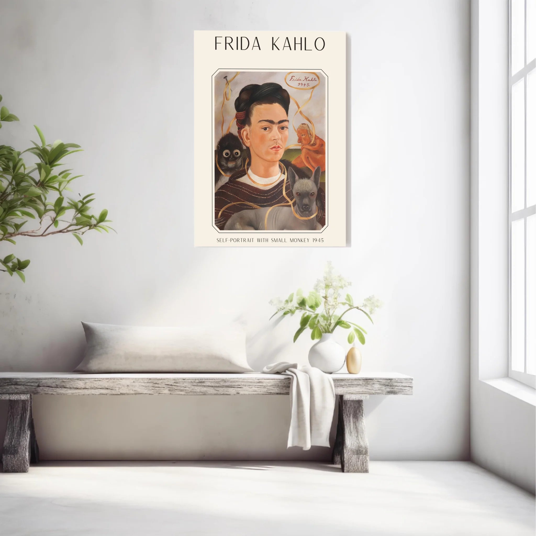 Affiche Frida Kahlo – Self Portrait With Small Monkey 1945