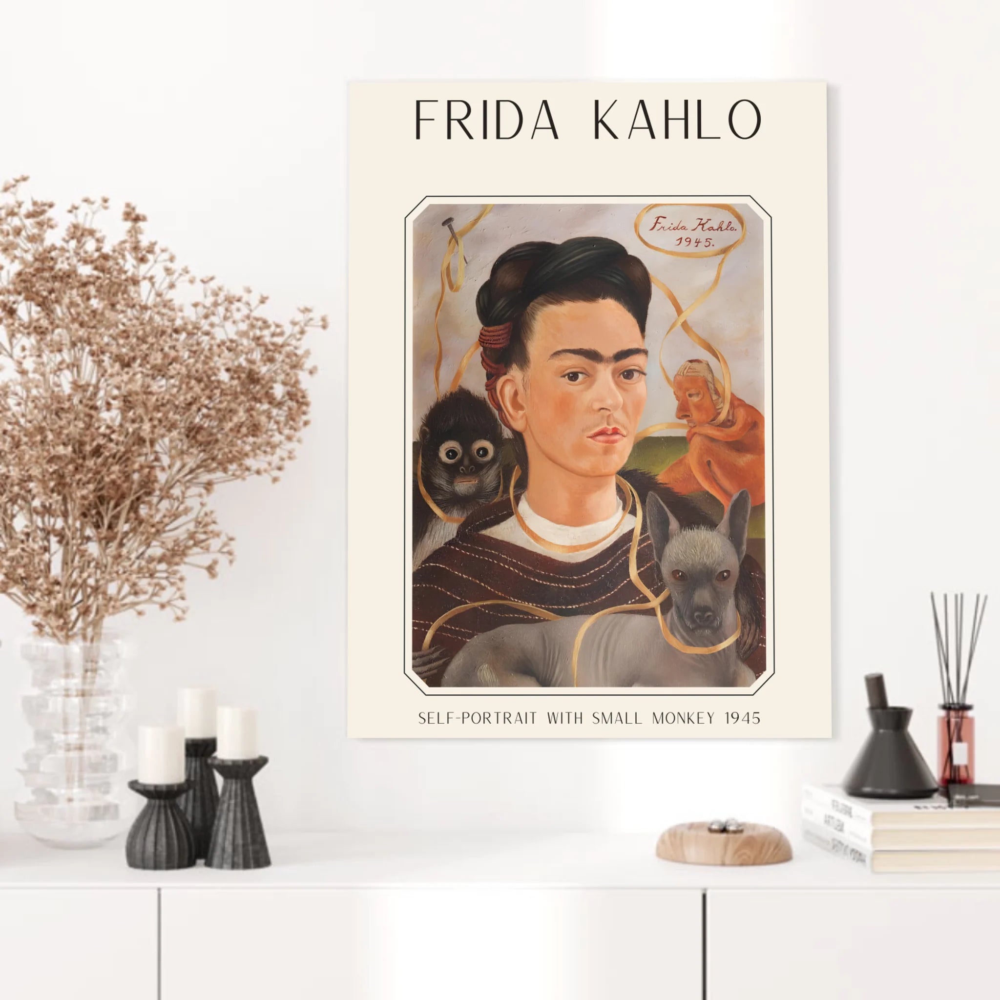Affiche Frida Kahlo – Self Portrait With Small Monkey 1945