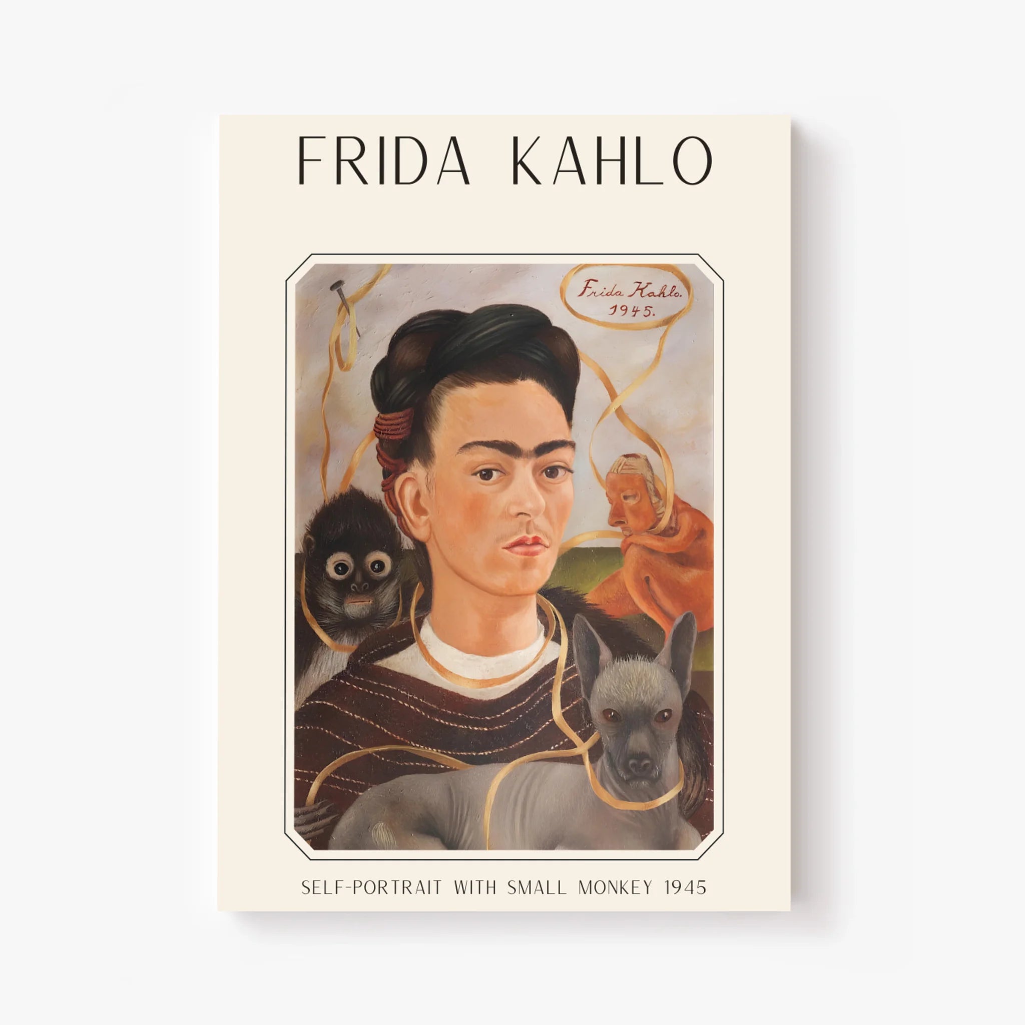 Affiche Frida Kahlo – Self Portrait With Small Monkey 1945