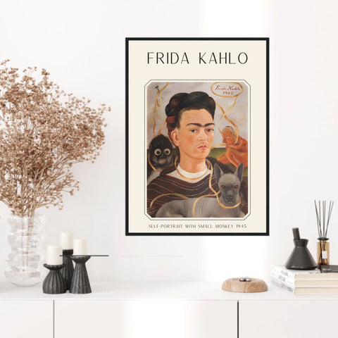 Affiche Frida Kahlo – Self Portrait With Small Monkey 1945