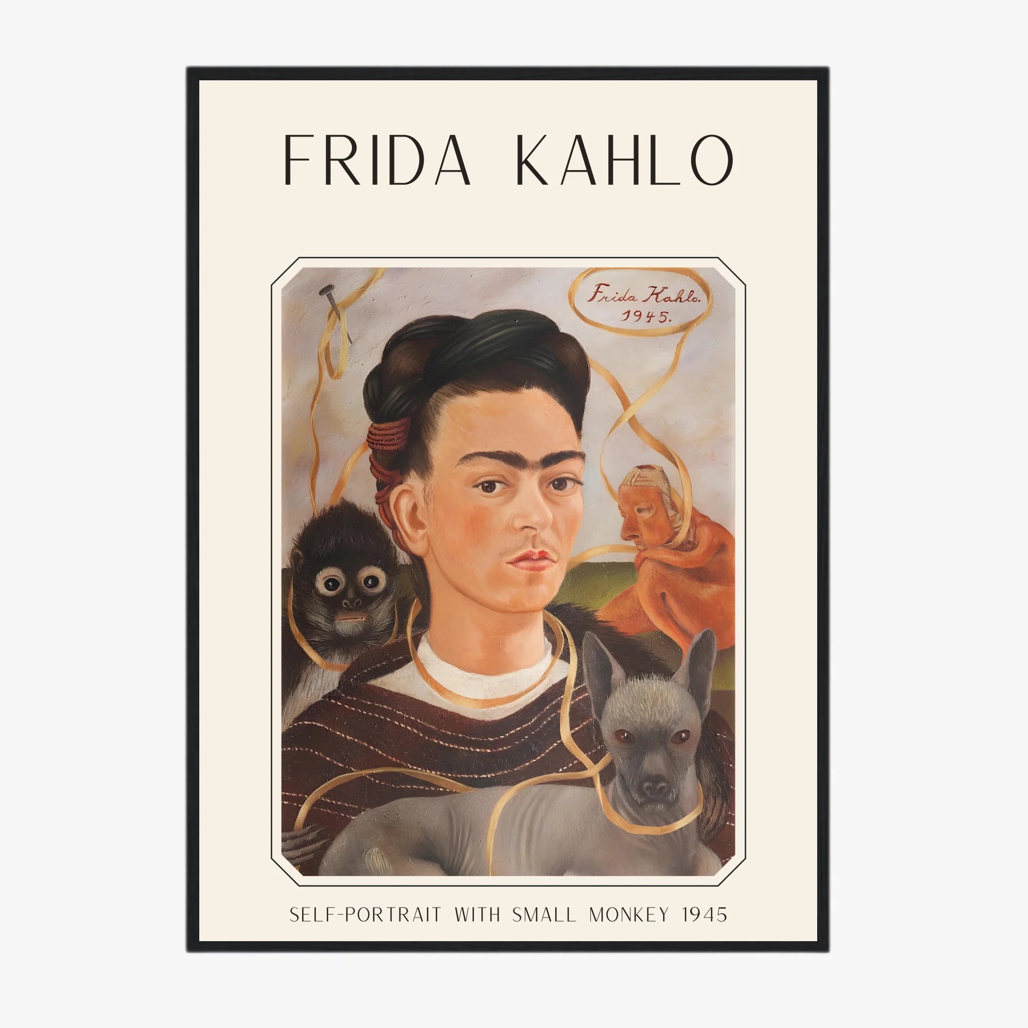 Affiche Frida Kahlo – Self Portrait With Small Monkey 1945