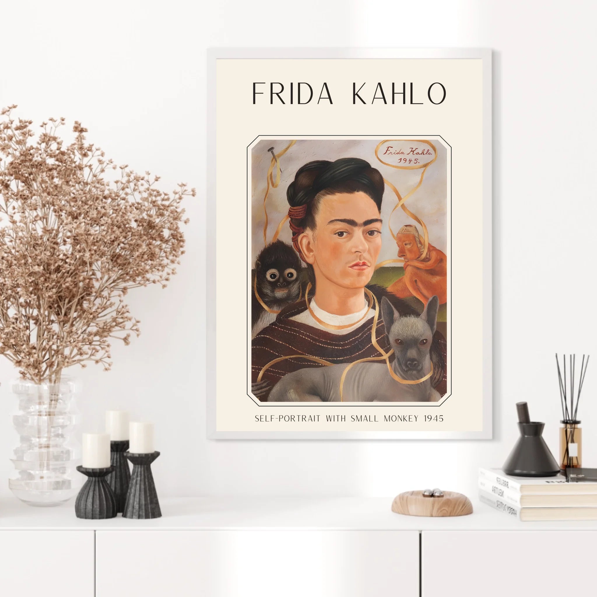Affiche Frida Kahlo – Self Portrait With Small Monkey 1945