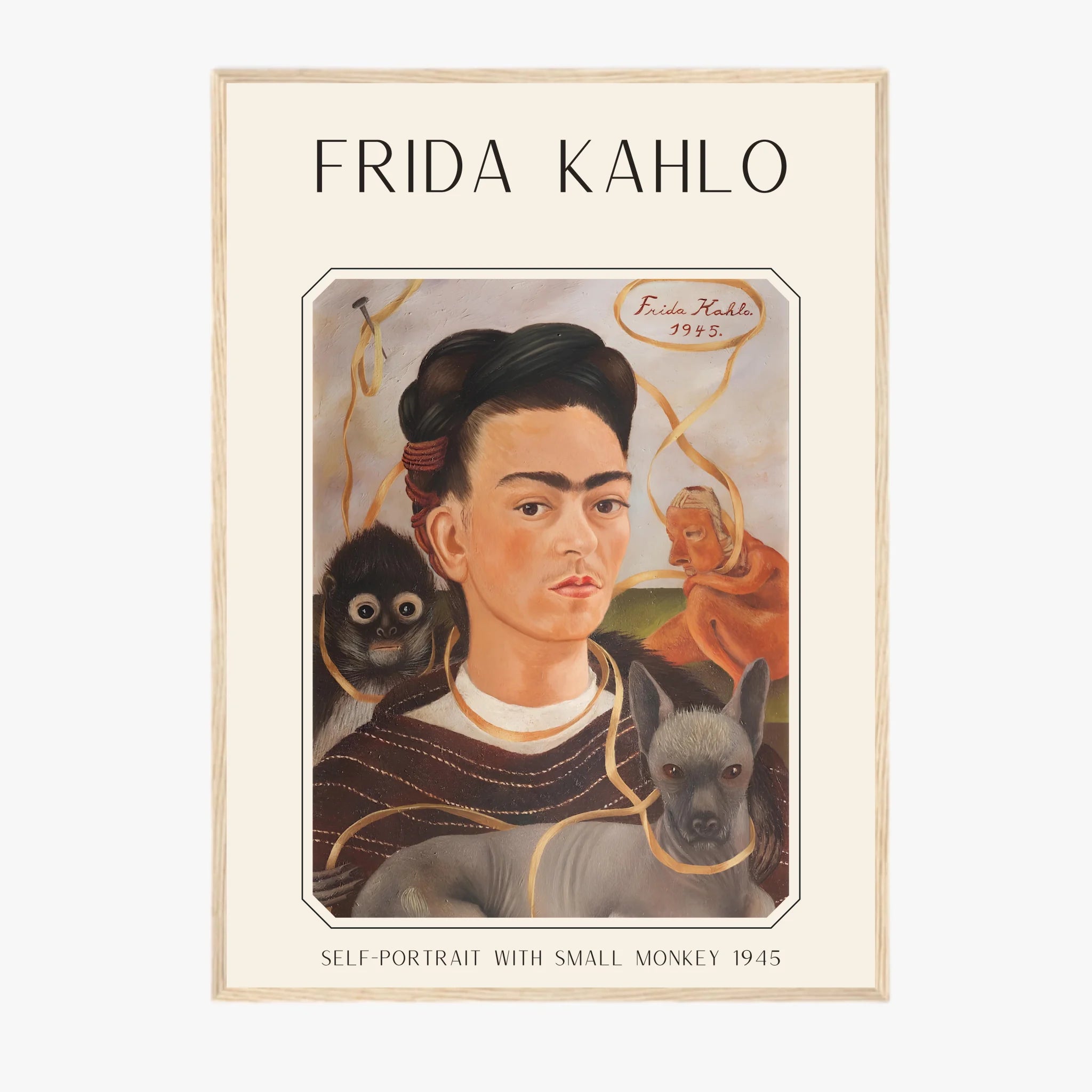 Affiche Frida Kahlo – Self Portrait With Small Monkey 1945