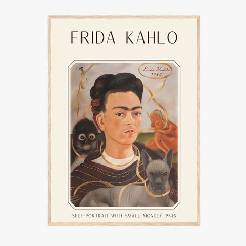 Affiche Frida Kahlo – Self Portrait With Small Monkey 1945