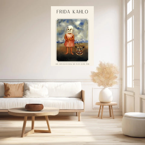 Affiche Frida Kahlo – Girl With Death Mask She Plays Alone 1938