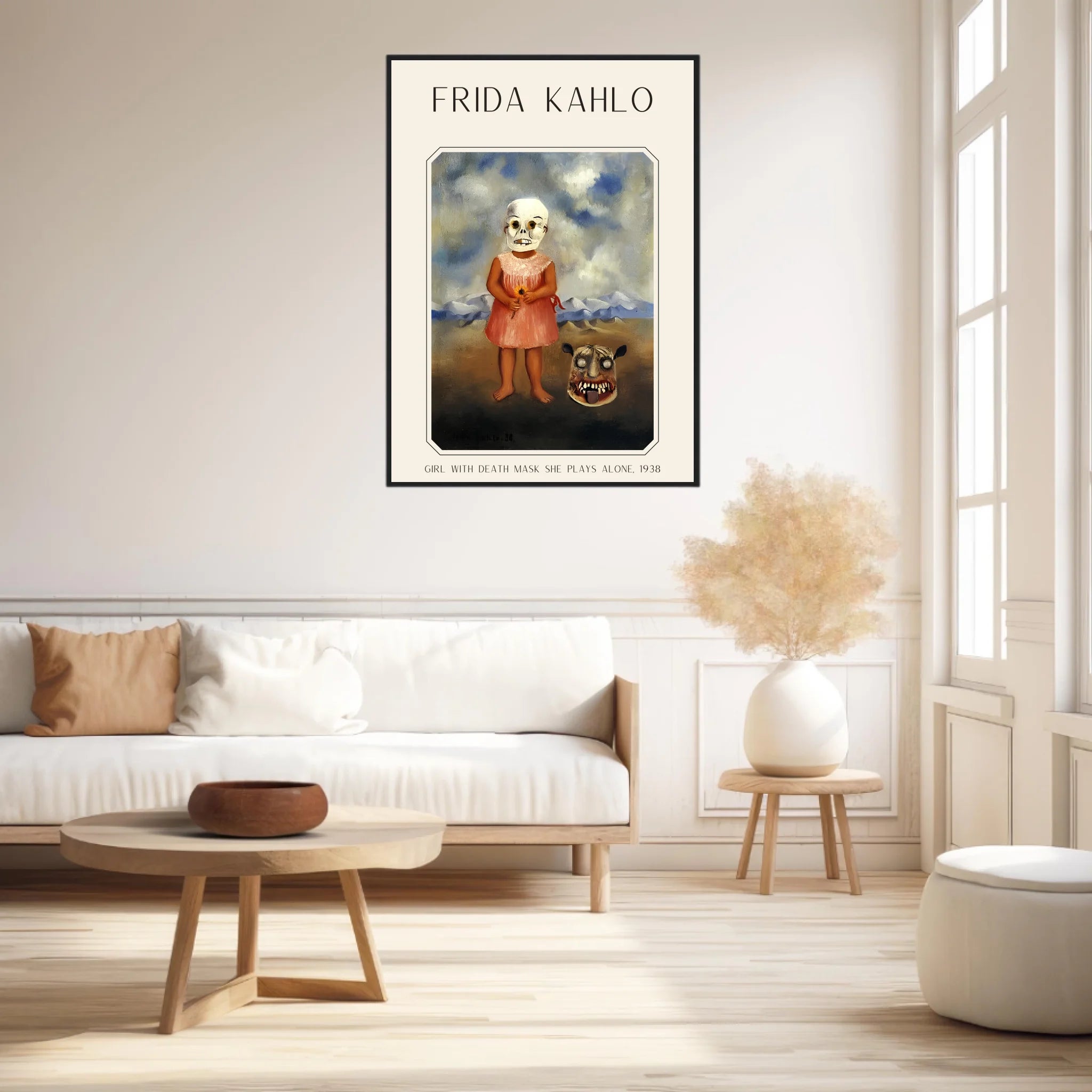 Affiche Frida Kahlo – Girl With Death Mask She Plays Alone 1938