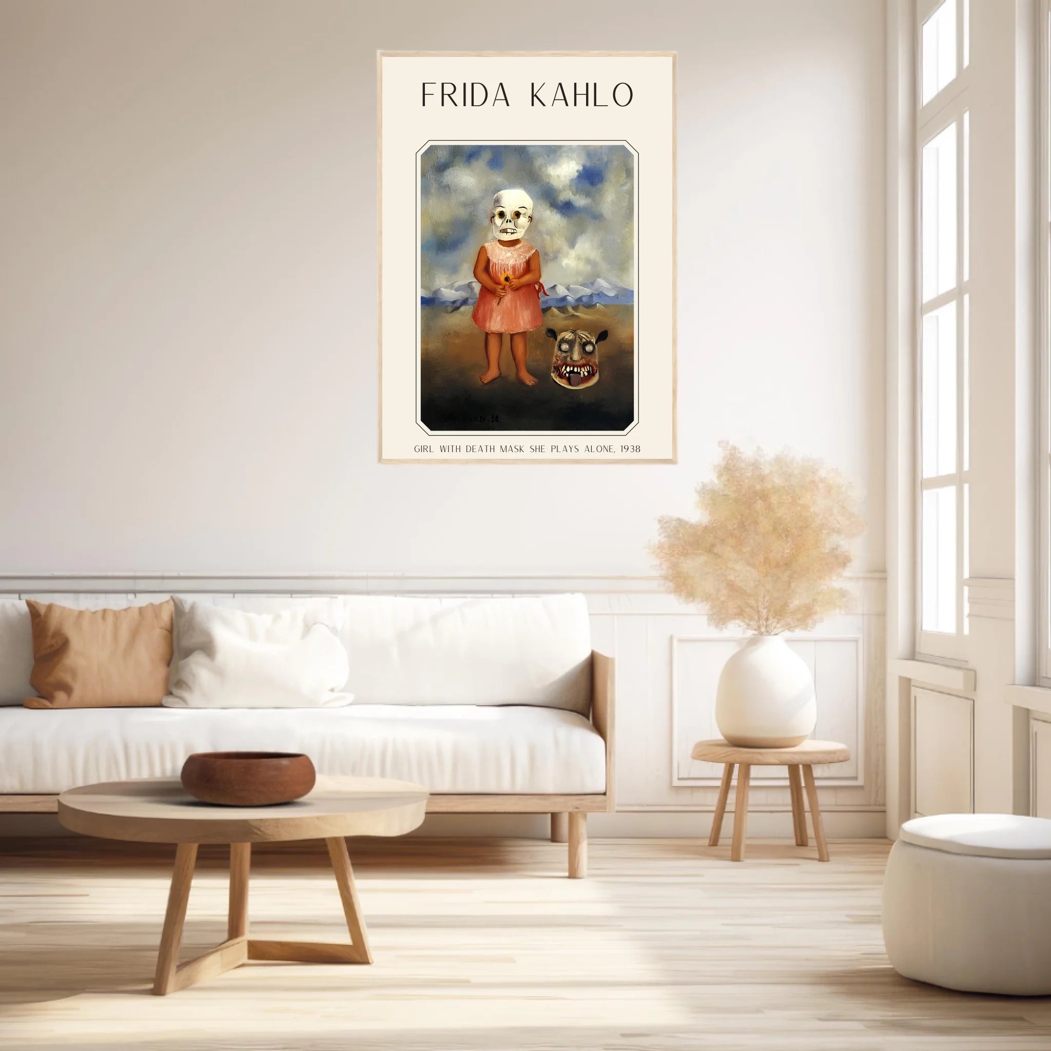 Affiche Frida Kahlo – Girl With Death Mask She Plays Alone 1938