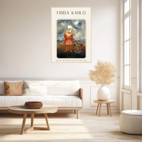 Affiche Frida Kahlo – Girl With Death Mask She Plays Alone 1938
