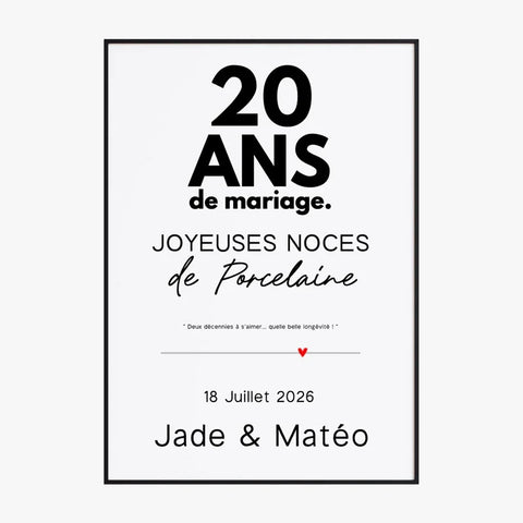 Affiche Personnalisée Noces De Porcelaine