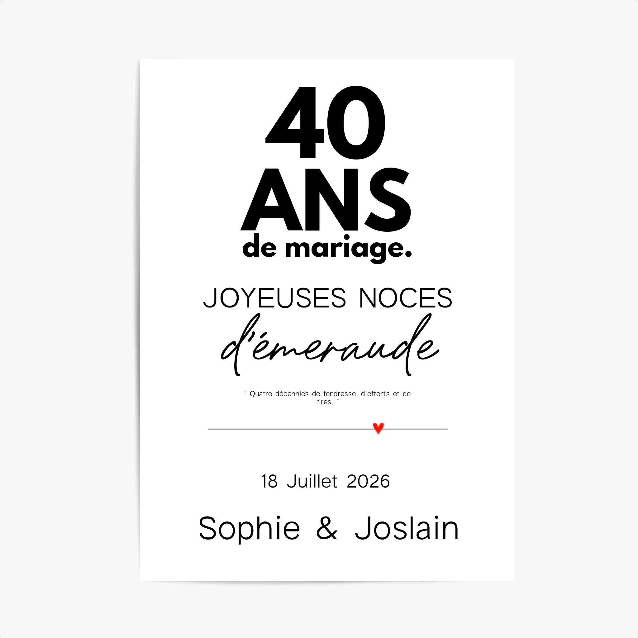 Affiche Personnalisée Noces d'Émeraude