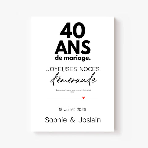 Affiche Personnalisée Noces d'Émeraude