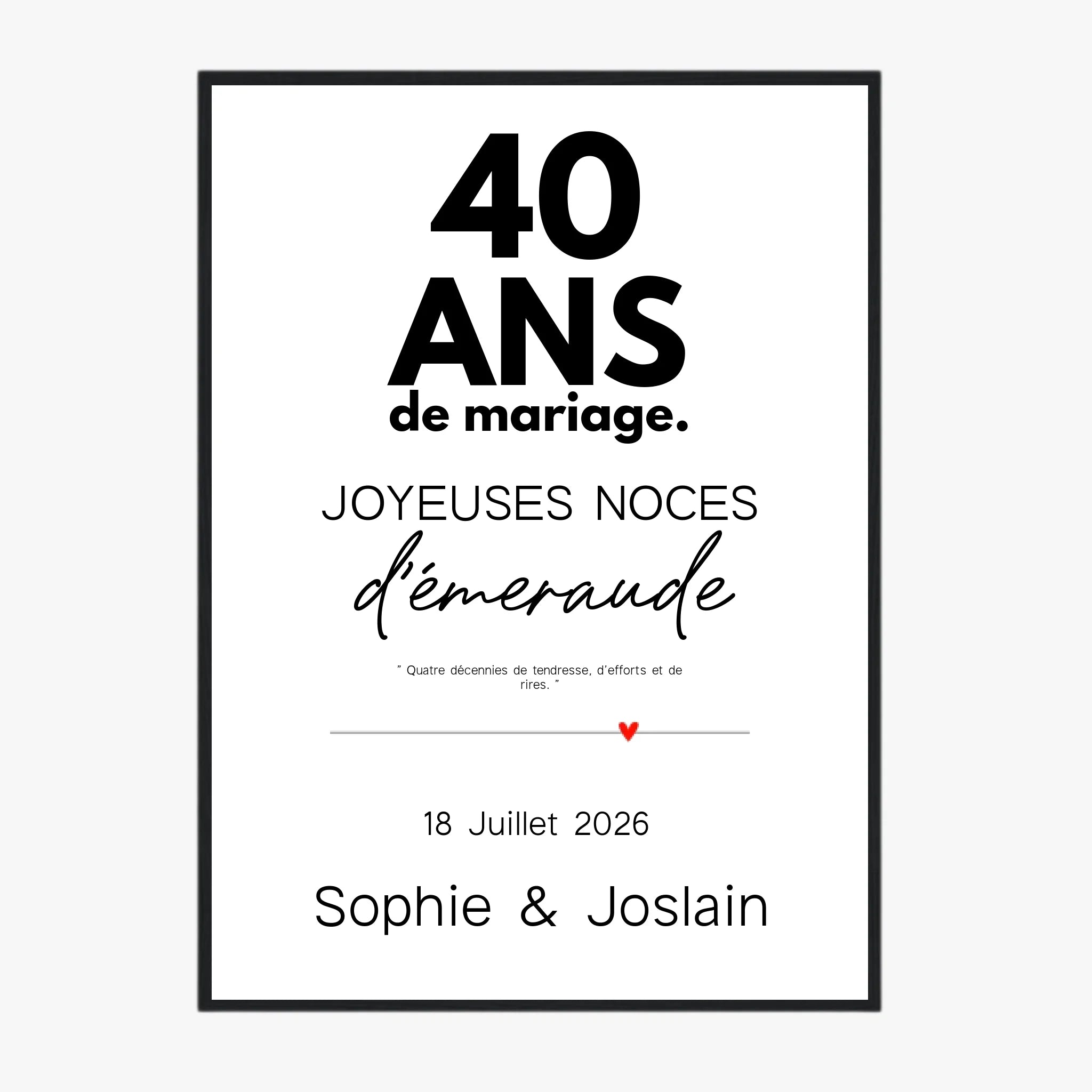 Affiche Personnalisée Noces d'Émeraude