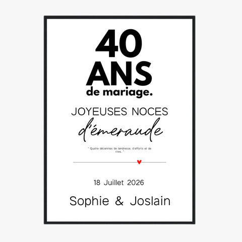 Affiche Personnalisée Noces d'Émeraude