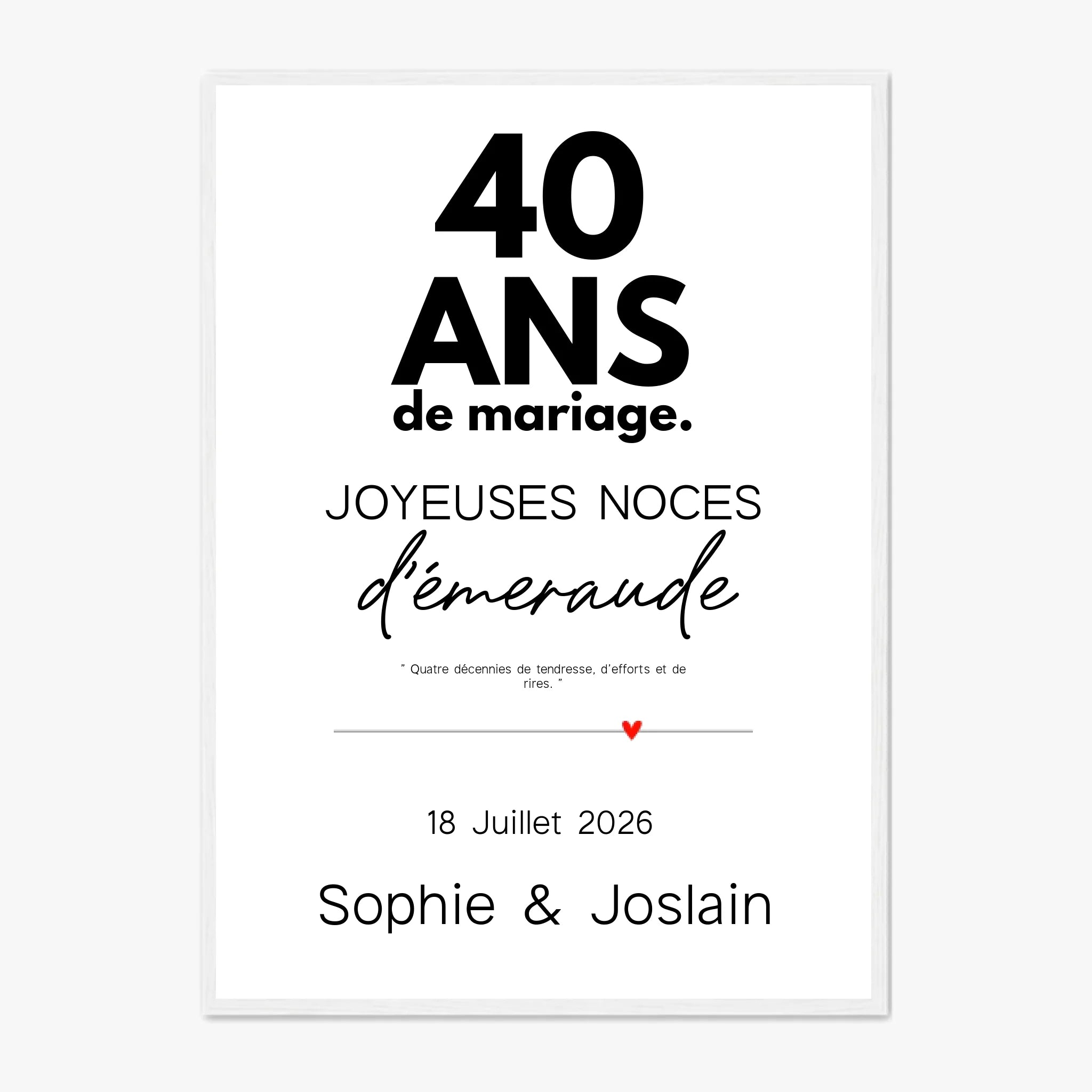 Affiche Personnalisée Noces d'Émeraude