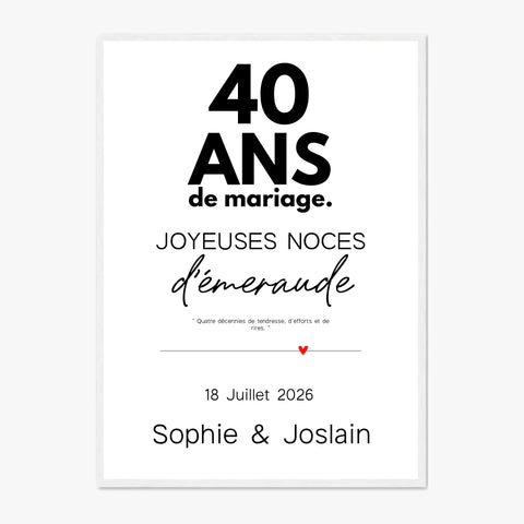 Affiche Personnalisée Noces d'Émeraude