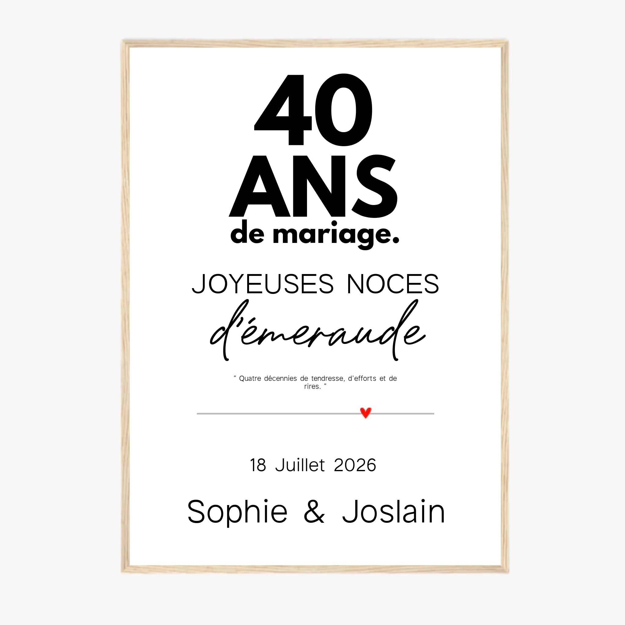 Affiche Personnalisée Noces d'Émeraude