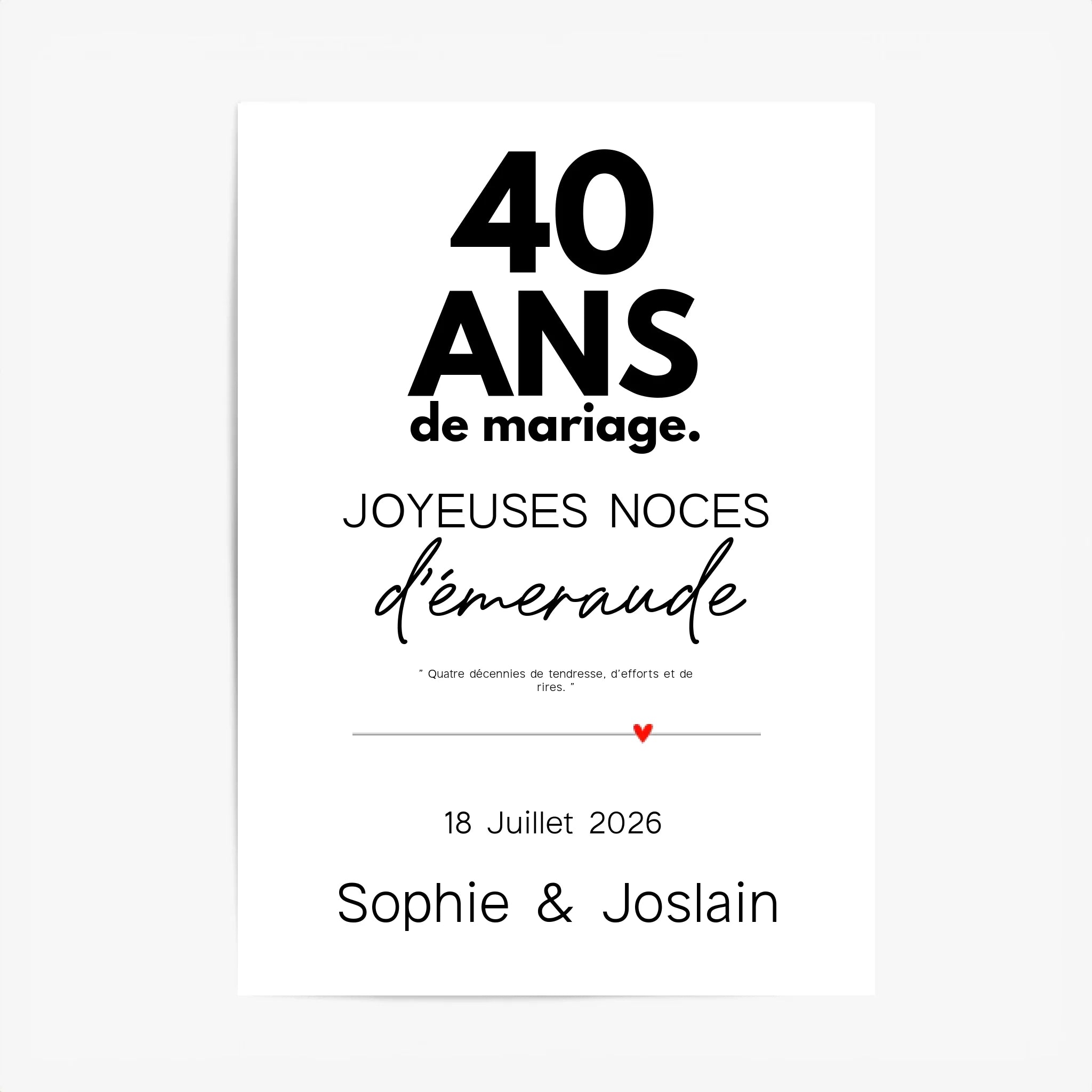 Affiche Personnalisée Noces d'Émeraude