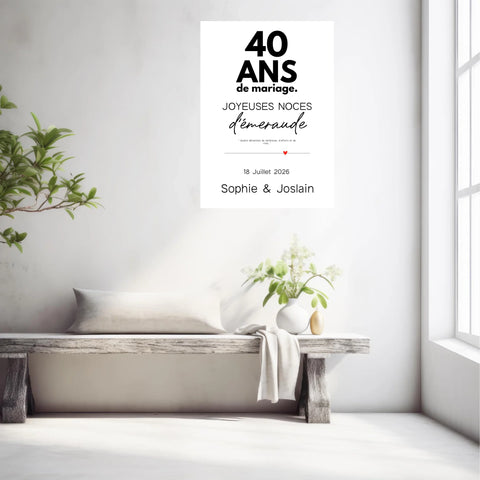 Affiche Personnalisée Noces d'Émeraude