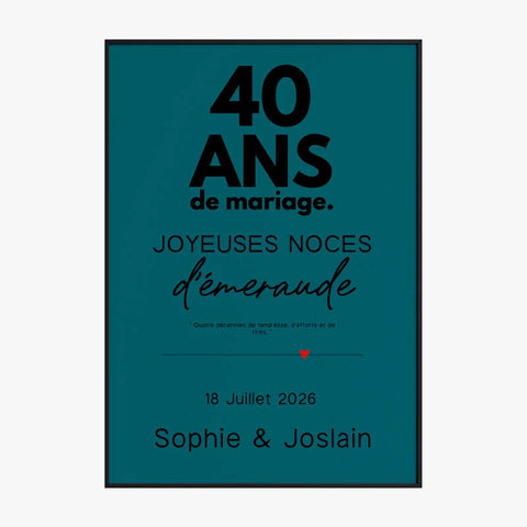 Affiche Personnalisée Noces d'Émeraude