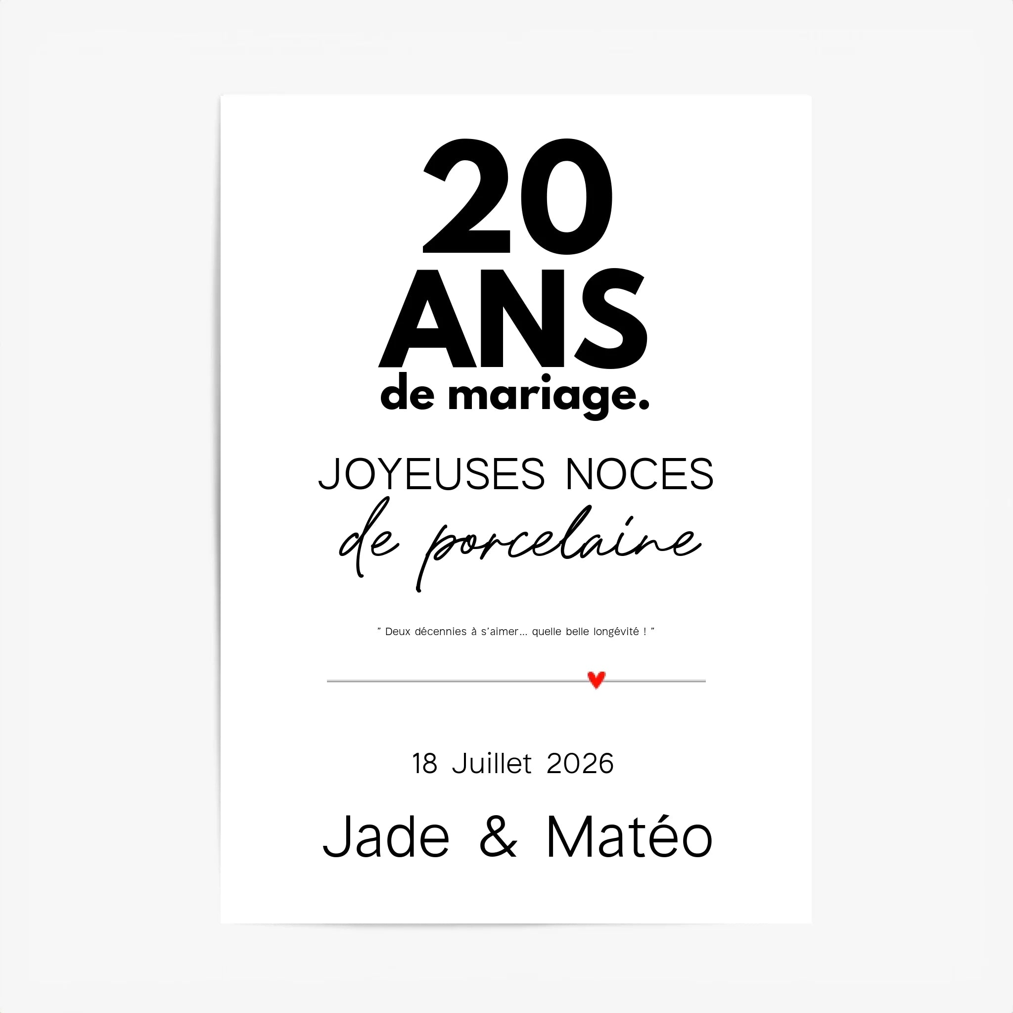 Affiche Personnalisée Noces De Porcelaine