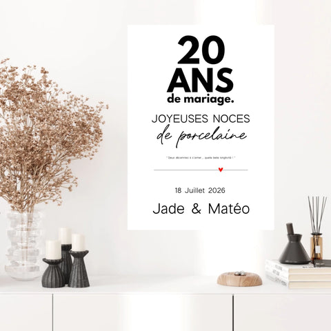 Affiche Personnalisée Noces De Porcelaine