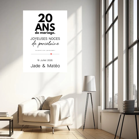 Affiche Personnalisée Noces De Porcelaine