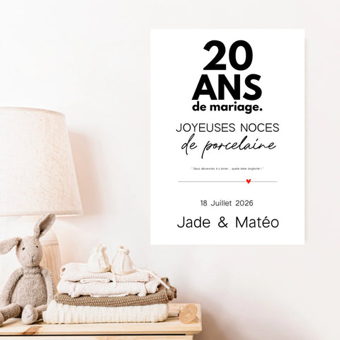 Affiche Personnalisée Noces De Porcelaine
