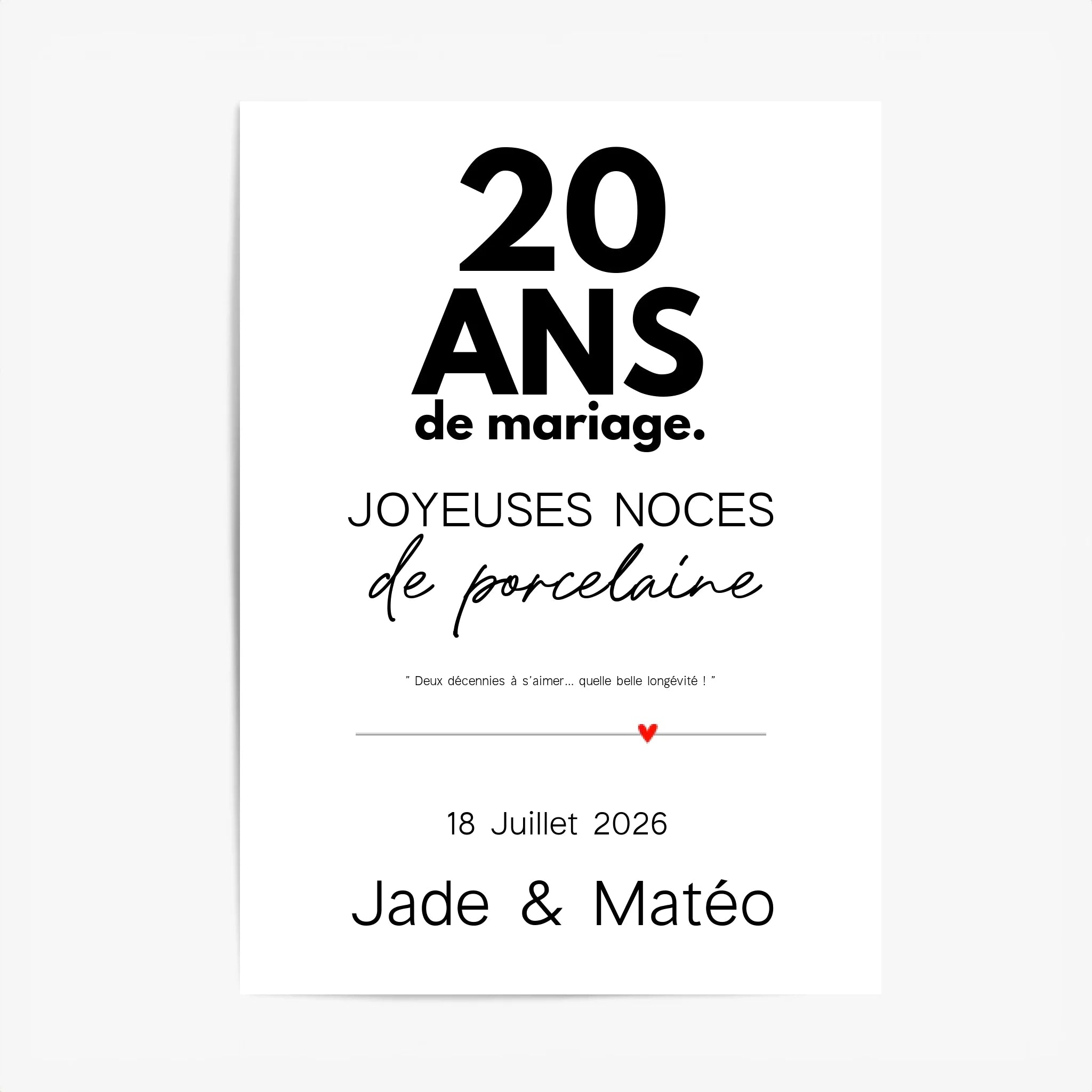 Affiche Personnalisée Noces De Porcelaine