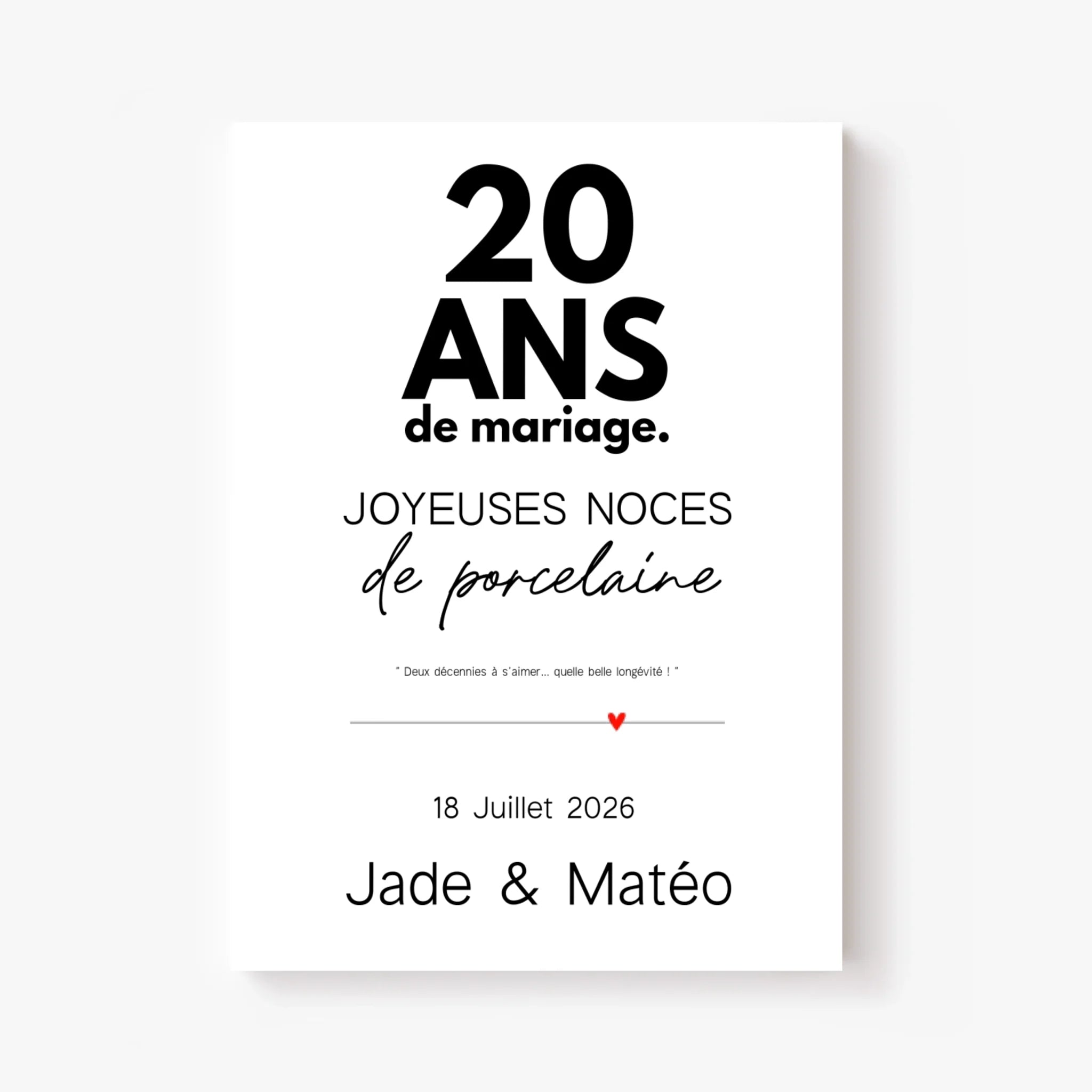 Affiche Personnalisée Noces De Porcelaine