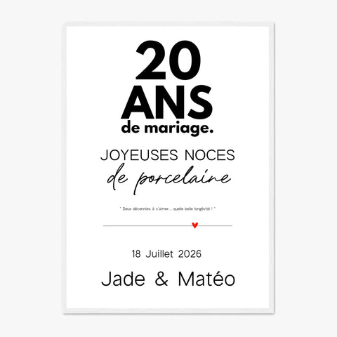 Affiche Personnalisée Noces De Porcelaine