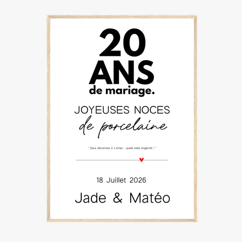 Affiche Personnalisée Noces De Porcelaine