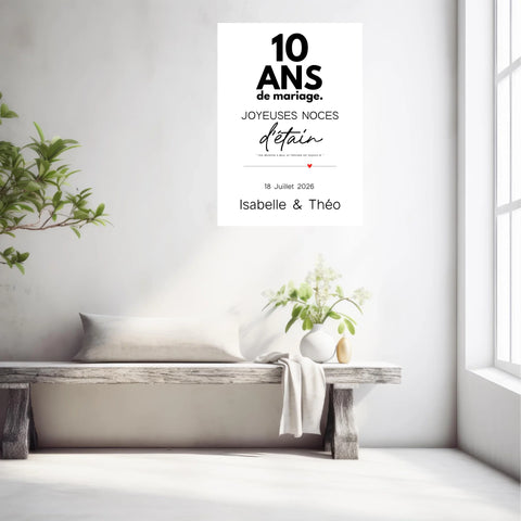Affiche Personnalisée Noces d'Étain