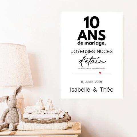 Affiche Personnalisée Noces d'Étain