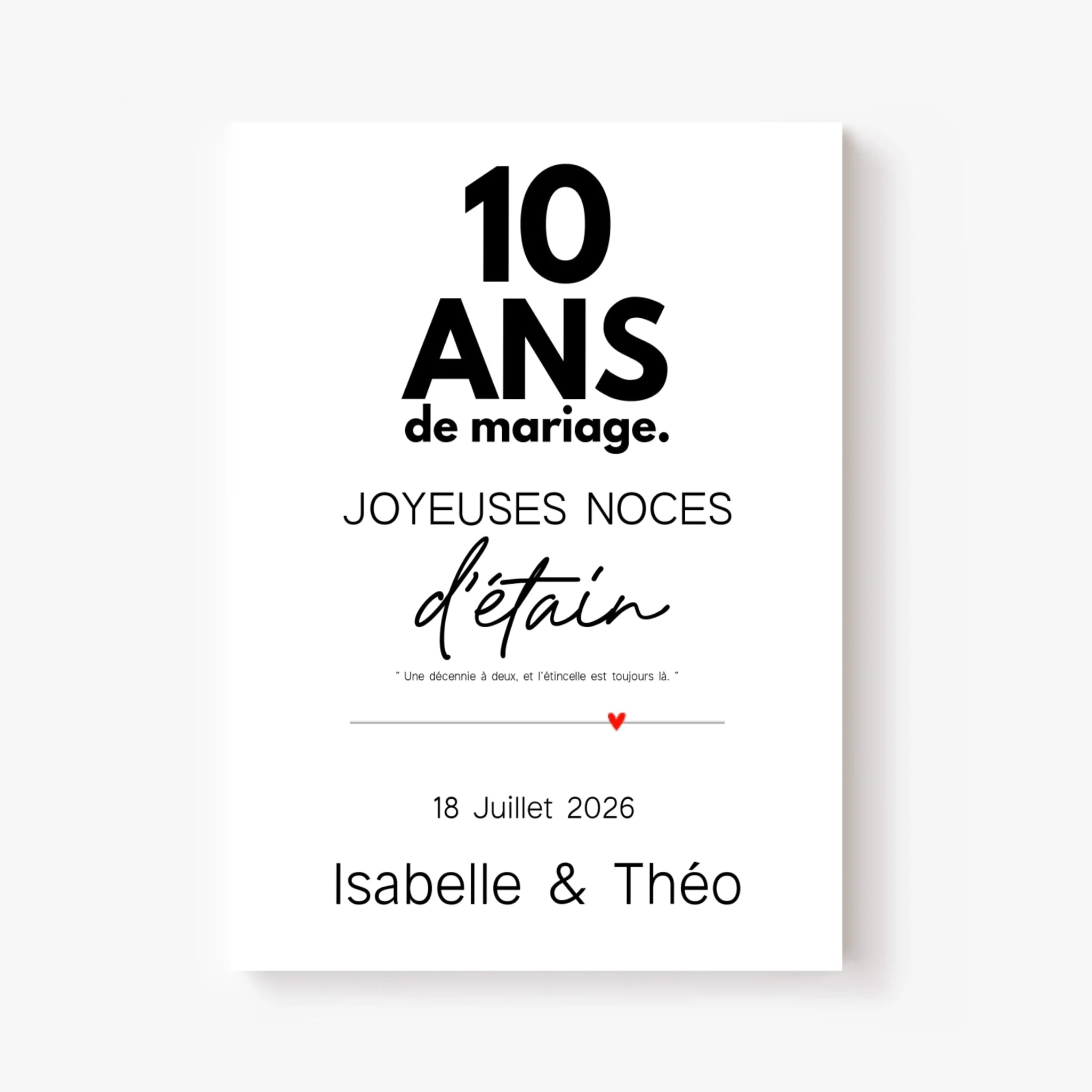Affiche Personnalisée Noces d'Étain