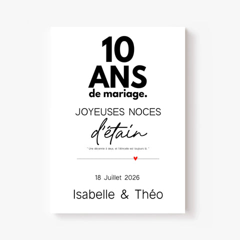 Affiche Personnalisée Noces d'Étain