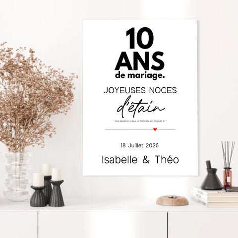 Affiche Personnalisée Noces d'Étain
