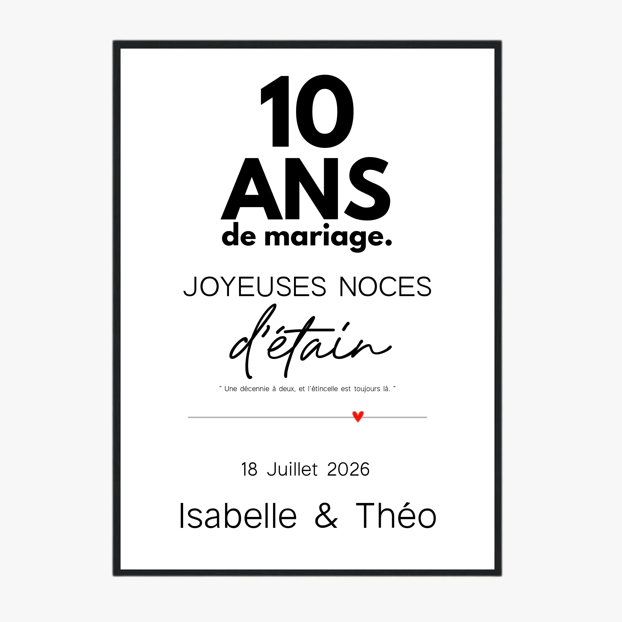 Affiche Personnalisée Noces d'Étain