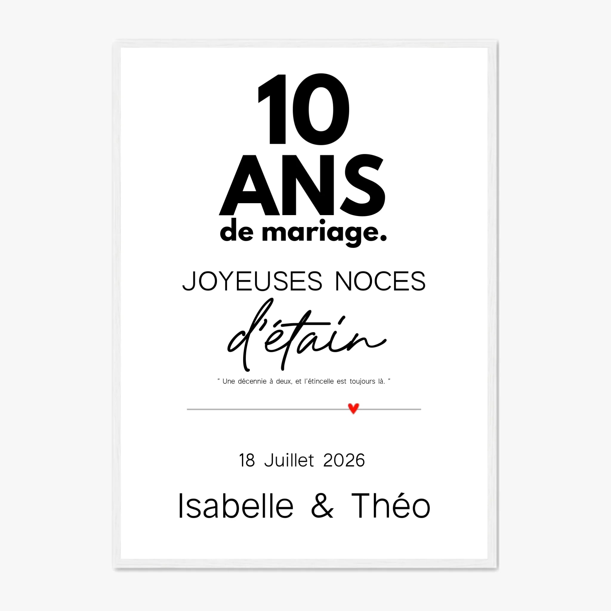 Affiche Personnalisée Noces d'Étain