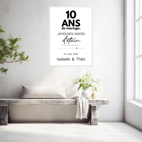 Affiche Personnalisée Noces d'Étain
