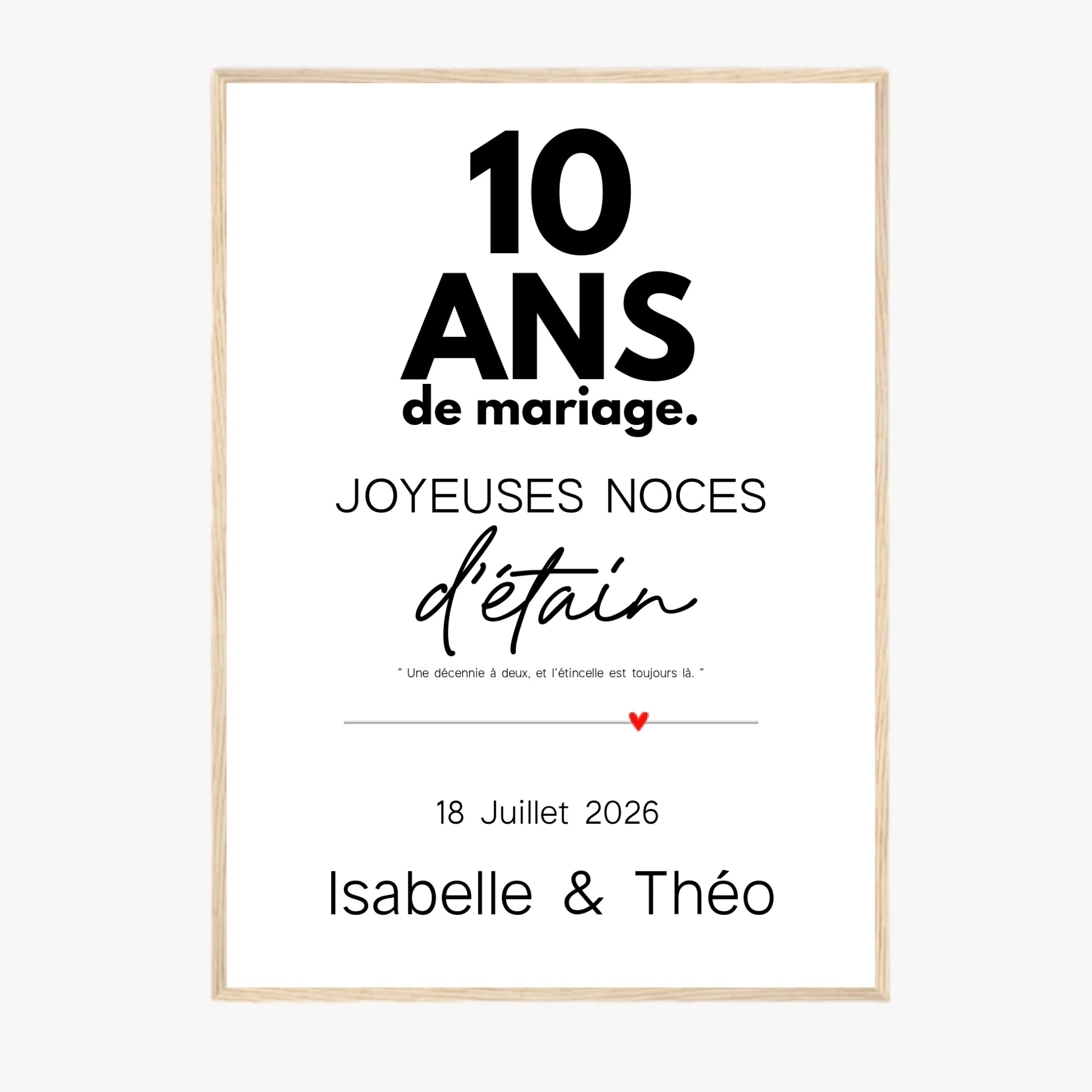 Affiche Personnalisée Noces d'Étain