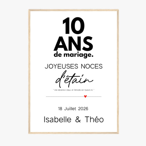 Affiche Personnalisée Noces d'Étain