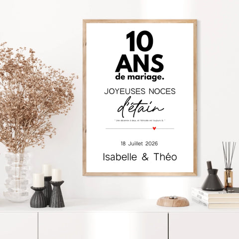 Affiche Personnalisée Noces d'Étain