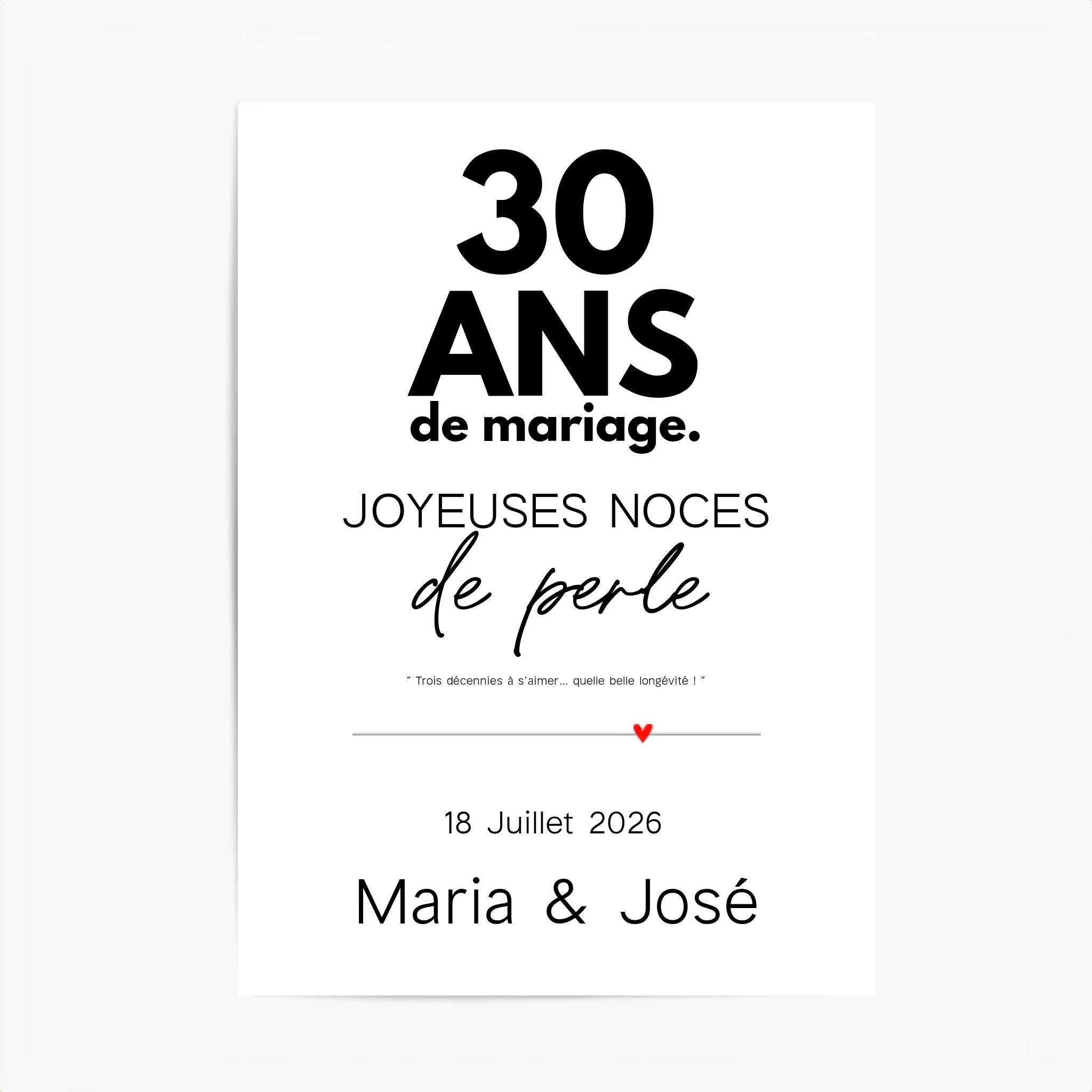 Affiche Personnalisée Noces De Perle