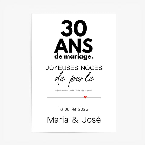Affiche Personnalisée Noces De Perle