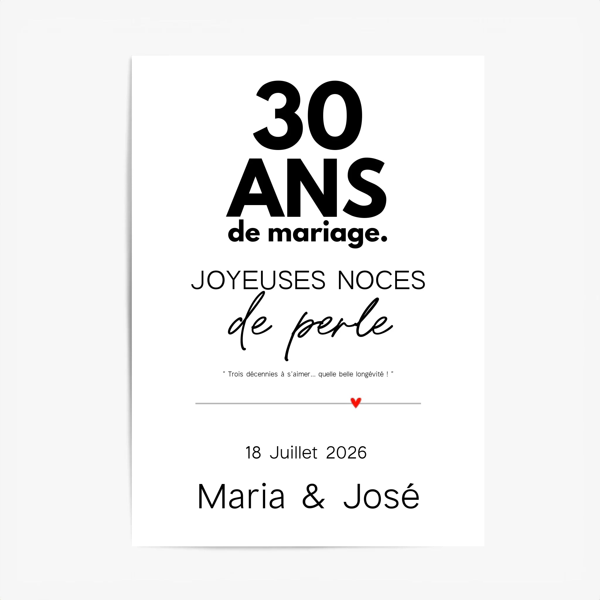 Affiche Personnalisée Noces De Perle