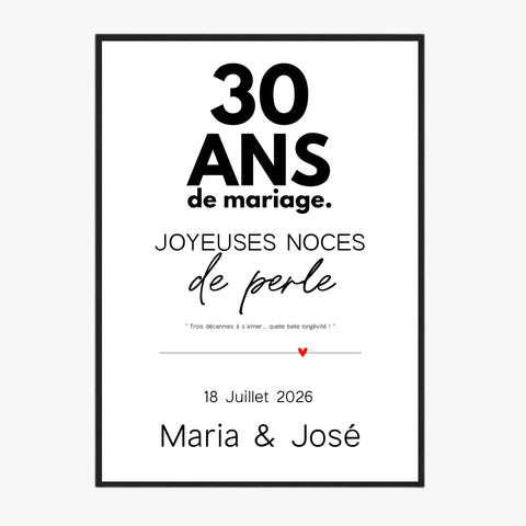Affiche Personnalisée Noces De Perle