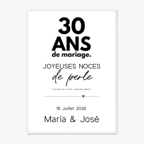 Affiche Personnalisée Noces De Perle