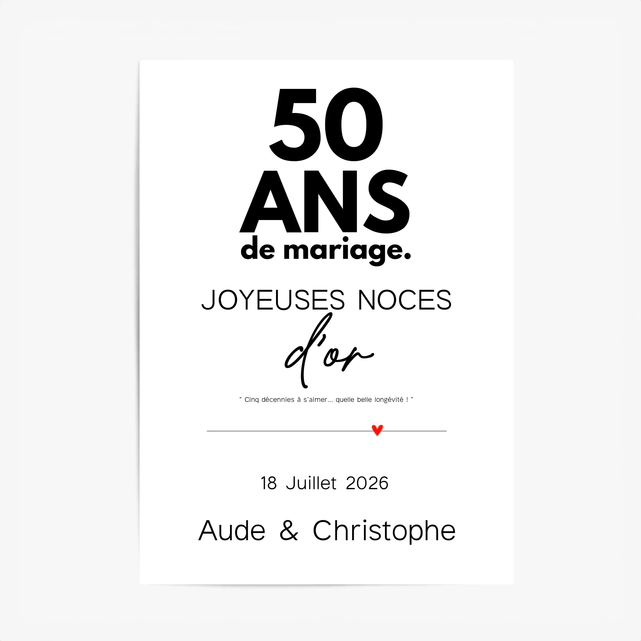 Affiche Personnalisée Noces d'Or